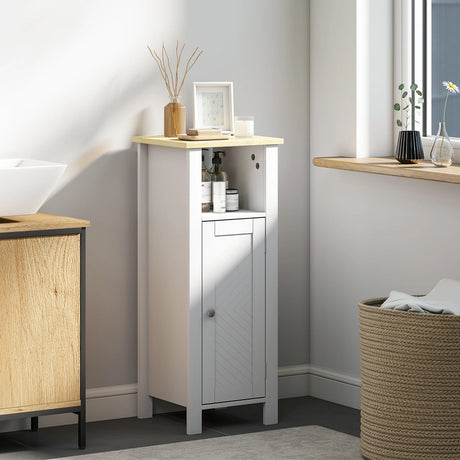 kleankin Slim Bathroom Storage Unit with Open Shelf, Bathroom Storage Cabinet with Adjustable Shelf, 32 x 30 x 80 cm, White