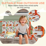 AIYAPLAY Kids Porch Swing, 2-Seater Patio Swing Bench Hammock with Seat Belts, Adjustable Canopy for Garden, Orange