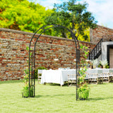 Outsunny Steel Garden Arch, 2.2m High x 1.5m Wide Metal Garden Trellis for Climbing Plants Roses Wisteria Vines, Outdoor Wedding Arch for Bridal Party Ceremony Decoration, Black