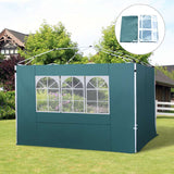 Outsunny 3 Meters Gazebo Replaceable Exchangeable Side Panel Wall Panels Walls With Window, Dark Green