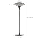 Outsunny 3KW Electric Patio Heater with 3 Heat Settings, Freestanding Infrared Outdoor Heater with Adjustable Height and 5M Extra Long Power Lead, Aluminium Alloy, Silver