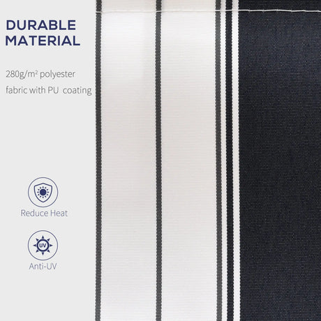 Outsunny Manual Retractable Awning, 2.5x2 m-Dark Blue/White Stripes