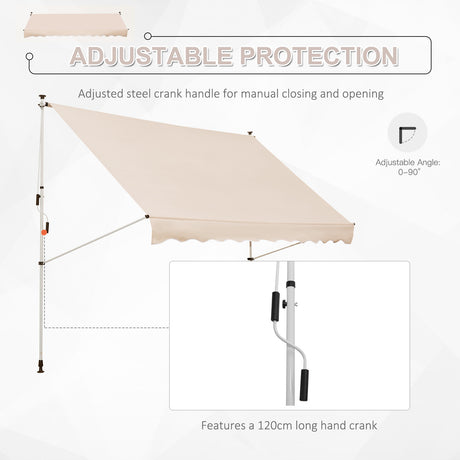 Outsunny 3x1.5m  Adjustable Outdoor Aluminium Frame Awning Beige