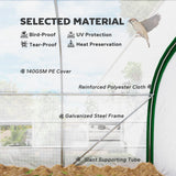 Outsunny Walk-in Polytunnel Greenhouse Tunnel Warm House Tent with Zipped Doors, 8 Mesh Windows, PE Cover, 6 x 3 m, White