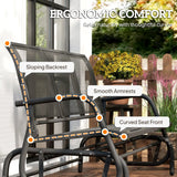 Outsunny 3-Seat Glider Rocking Chair for 3 People Garden Bench Patio Furniture Metal Frame, Black
