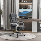 Vinsetto Office Chair, Computer Desk Chair, Linen Fabric Swivel Rolling Task Chair with Large Soft Padded Cushion, 135 Reclining Backrest and Retractable Footrest, Grey