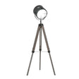 HOMCOM Industrial Style Adjustable Tripod Floor Lamp for Living Room Bedroom, Vintage Spotlight Reading Lamp with Wood Legs, 115-155cm, Grey