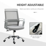 Vinsetto Ergonomic Desk Chair Mesh Office Chair with Adjustable Height Armrest and 360 Swivel Castor Wheels Grey