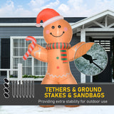 HOMCOM 8ft Christmas Inflatable Gingerbread Man, Lighted Blow Up Yard Decor Indoor Outdoor Garden Lawn Party Prop