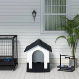 PawHut Plastic Dog Kennel with Windows, for Garden Patio, Miniature and Small Dogs, 80 x 69 x 76cm - Grey