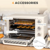 HOMCOM 21L Mini Countertop Oven, 100C-230C Adjustable Temp - White