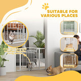 PawHut 77cm Tall Dog Gate with Cat Door, 7cm and 14cm Extensions, for Stairs, Doorways, 76-104cm Width