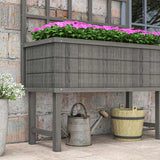 Outsunny 45 x 105cm Wooden Garden Planter, with Trellis - Grey