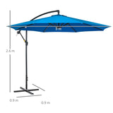 Outsunny 3(m) Offset Cantilever Parasol, with Cross Base - Blue