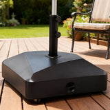 Outsunny Garden Parasol Base Holder, 43kg Water or 60kg Sand Filled, Outdoor Market Umbrella Stand Weight with Wheels and Brakes, Black