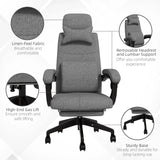 Vinsetto Linen-Look Office Chair, with 160 Reclining Back and Footrest - Grey