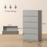 HOMCOM Chest of Drawers, 5-Drawer Storage Cabinets, Modern Dresser, Storage Drawer Unit for Bedroom