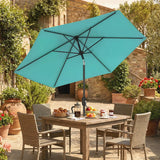 Outsunny 2.6 m Garden Parasol Umbrella with Aluminium Pole, Outdoor Patio Umbrella with Tilt and Crank, Vent, Turquoise