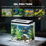 PawHut 28L Glass Aquarium Fish Tank with Filter, LED Lighting, for Betta, Guppy, Mini Parrot Fish, Shrimp, 38 x 26 x 39.5cm