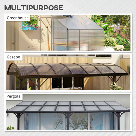 Outsunny 14 Pieces Polycarbonate Sheets, 121 x 61 x 0.4cm Twin-Wall Plastic Roofing Sheets, 10m2 Replacement Greenhouse Panels, Waterproof and UV Protection, Clear