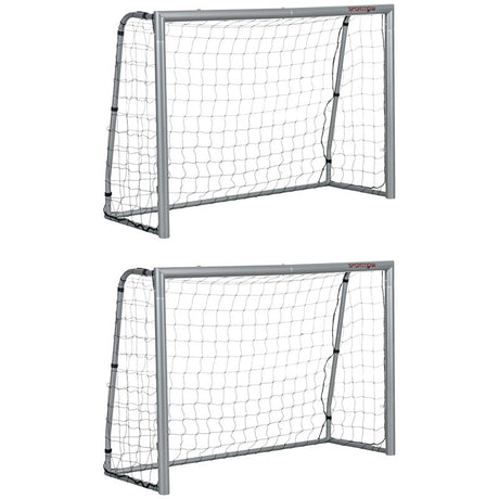 SPORTNOW 6ft x 4ft Football Goal, Set of 2 Football Net for Garden, Training Goal with Ground Stakes, Steel Frame