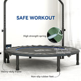 HOMCOM 48" Foldable Mini Fitness Trampoline, with Adjustable Foam Handle, Blue