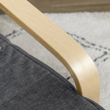 HOMCOM Wooden Armchair, Upholstered Linen Lounge Chair with Adjustable Footrest & Removable Cushion, Poang Chair for Living Room, Dark Grey