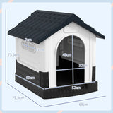 PawHut Plastic Dog Kennel with Windows, for Garden Patio, Miniature and Small Dogs, 80 x 69 x 76cm - Grey