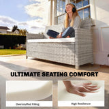 Outsunny Outdoor Seat Cushion Pads for Rattan Furniture, 3 PCs Garden Furniture Cushions, Cream White