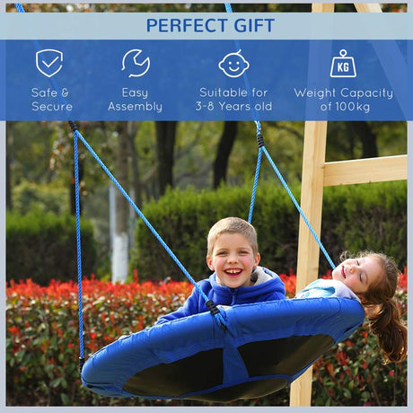 HOMCOM Kid Nest Swing Seat Saucer Tree Swing 40 Inch/100cm for Outdoor Indoor Blue