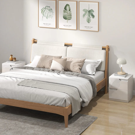 HOMCOM High Gloss Bedside Table Set of 2 - White