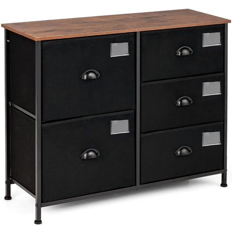 5-Drawer Storage Dresser for Bedroom Closet Entryway-Black