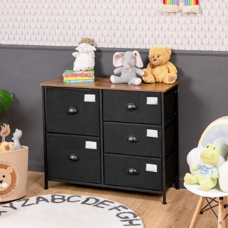 5-Drawer Storage Dresser for Bedroom Closet Entryway-Black