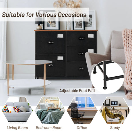 5-Drawer Storage Dresser for Bedroom Closet Entryway-Black