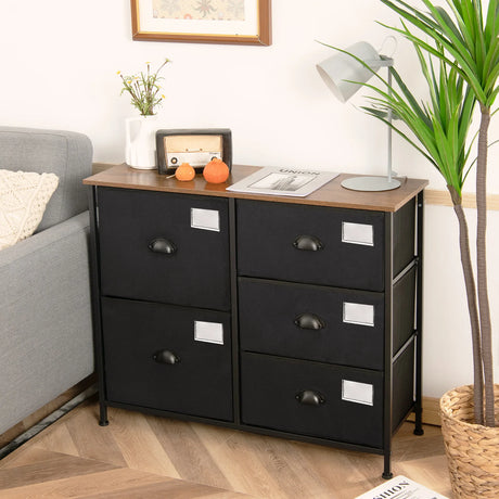 5-Drawer Storage Dresser for Bedroom Closet Entryway-Black