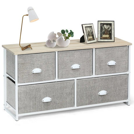 Fabric Drawer Cabinet for Wardrobe, Bedroom, Living Room-White