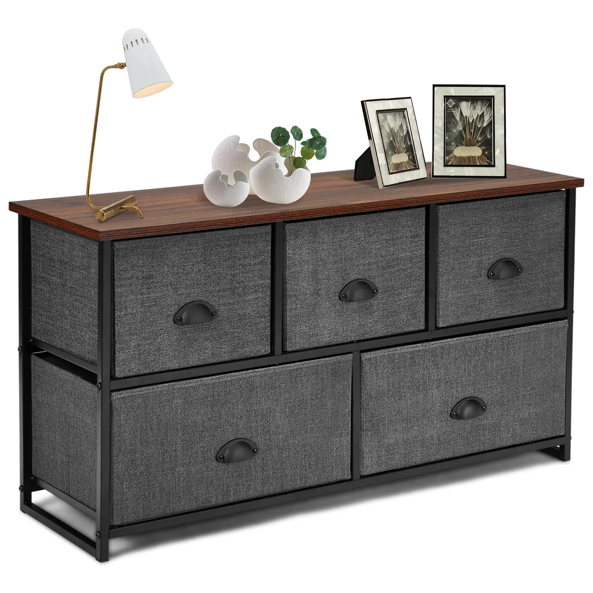 Wood Dresser Storage Unit Side Table Display Organizer-Black