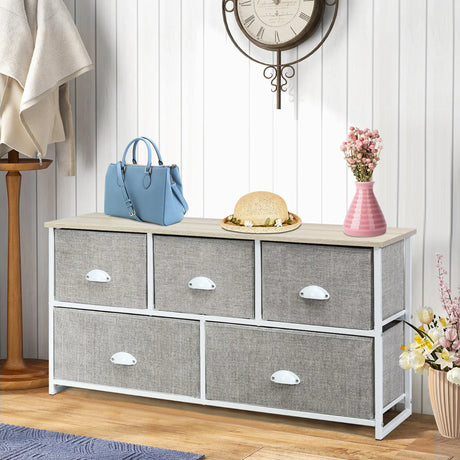 Fabric Drawer Cabinet for Wardrobe, Bedroom, Living Room-White