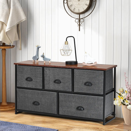 Wood Dresser Storage Unit Side Table Display Organizer-Black