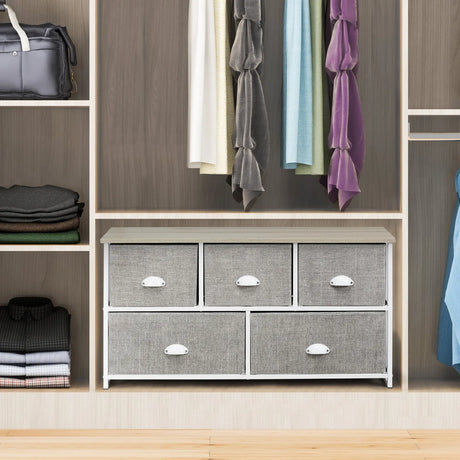 Fabric Drawer Cabinet for Wardrobe, Bedroom, Living Room-White