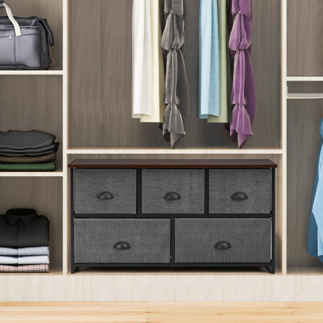 Wood Dresser Storage Unit Side Table Display Organizer-Black
