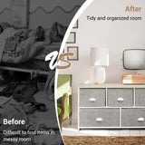 Fabric Drawer Cabinet for Wardrobe, Bedroom, Living Room-White