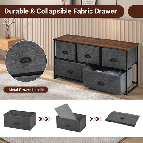 Wood Dresser Storage Unit Side Table Display Organizer-Black