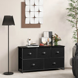 Dresser Storage Tower with 5 Foldable Cloth Storage Cubes-Gray