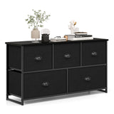 Dresser Storage Tower with 5 Foldable Cloth Storage Cubes-Gray