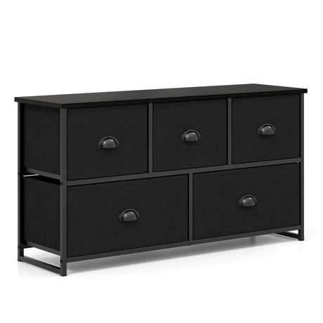 Dresser Storage Tower with 5 Foldable Cloth Storage Cubes-Gray