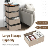 Bedside Table 4 Drawers Storage Cabinet Fabric Chest of Drawers for Bedroom 42 x 33.5 x 84.5 cm Brown