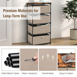 Bedside Table 4 Drawers Storage Cabinet Fabric Chest of Drawers for Bedroom 42 x 33.5 x 84.5 cm Brown