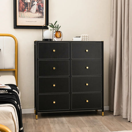 Floor Dresser Storage Organizer with 5/6/8 Drawers with Fabric Bins and Metal Frame-8-Drawer