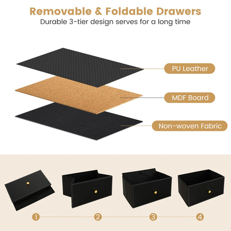 Floor Dresser Storage Organizer with 5/6/8 Drawers with Fabric Bins and Metal Frame-8-Drawer